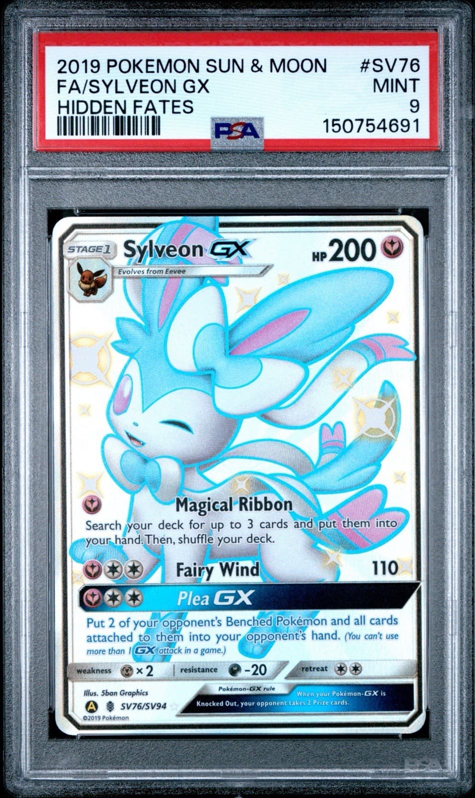 Pokemon Sylveon GX SV76/SV94 Hidden Fates Full Art Shiny PSA 9 Sun & Moon 2019