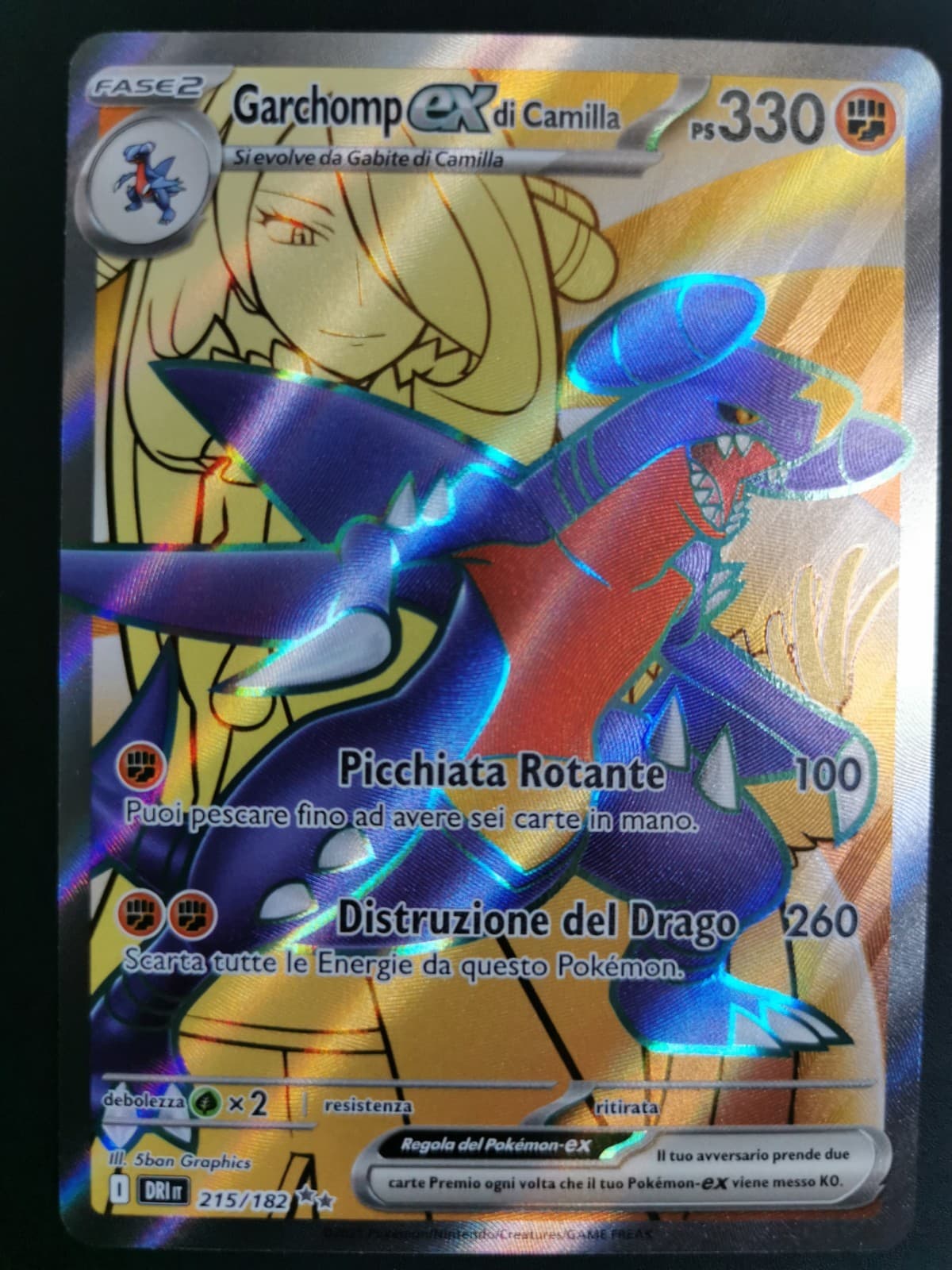 CARTA POKEMON GARCHOMP EX DI CAMILLA 215/182 RIVALI PREDESTINATI - ITA -