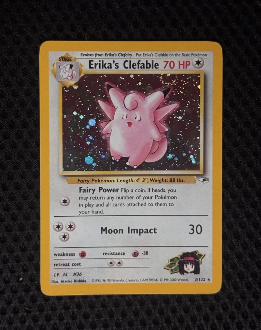 Pokémon Erika's Clefable 3/132 Gym Heroes Holo Rare Unlimited 2000