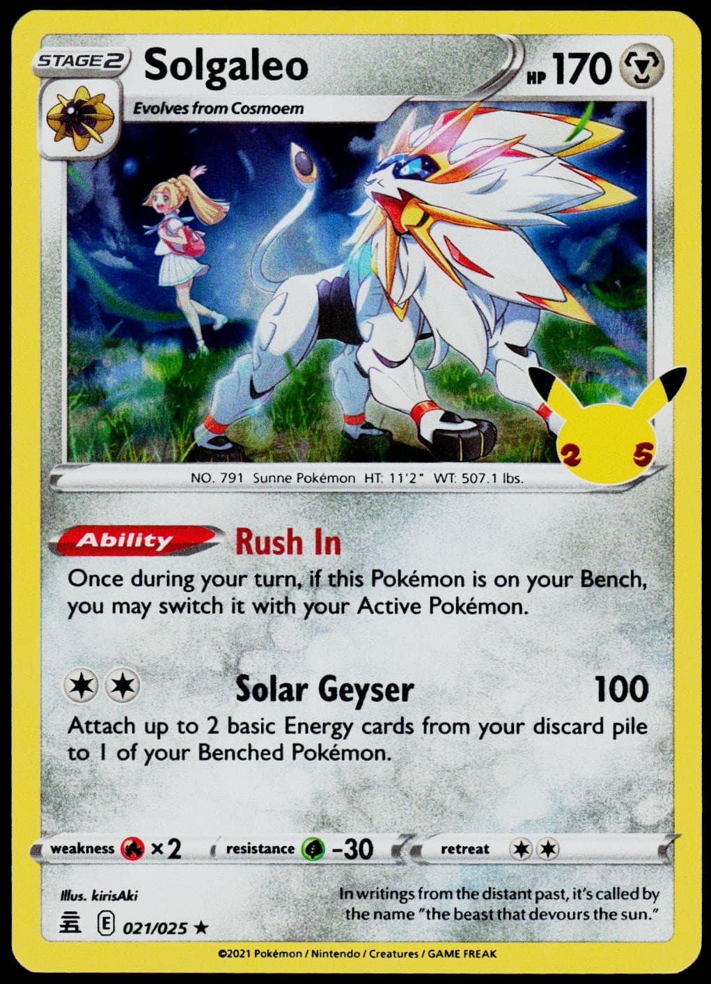 Solgaleo 21 Celebrations - Holo Pokemon NM (Rare)