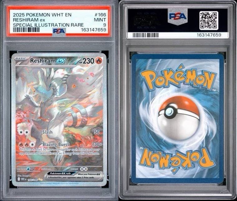 2025 POKEMON WHT EN-WHITE FLARE SPECIAL ILLUSTRATION RARE #166 RESHIRAM EX PSA 9