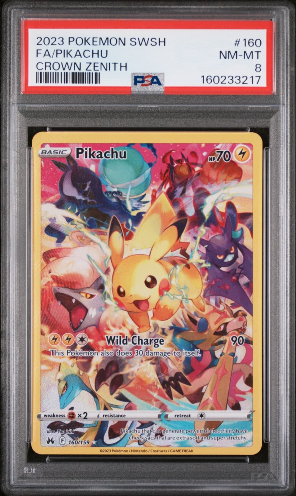 2023 Pokemon Sword And Shield Crown Zenith #160 Fa/Pikachu PSA8