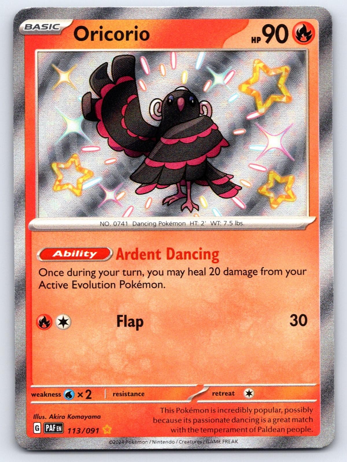 Oricorio 113/091 Shiny Rare Paldean Fates Pokemon Holo Near Mint