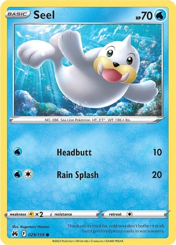 Seel 29/159 Common Crown Zenith Pokemon NM/LP