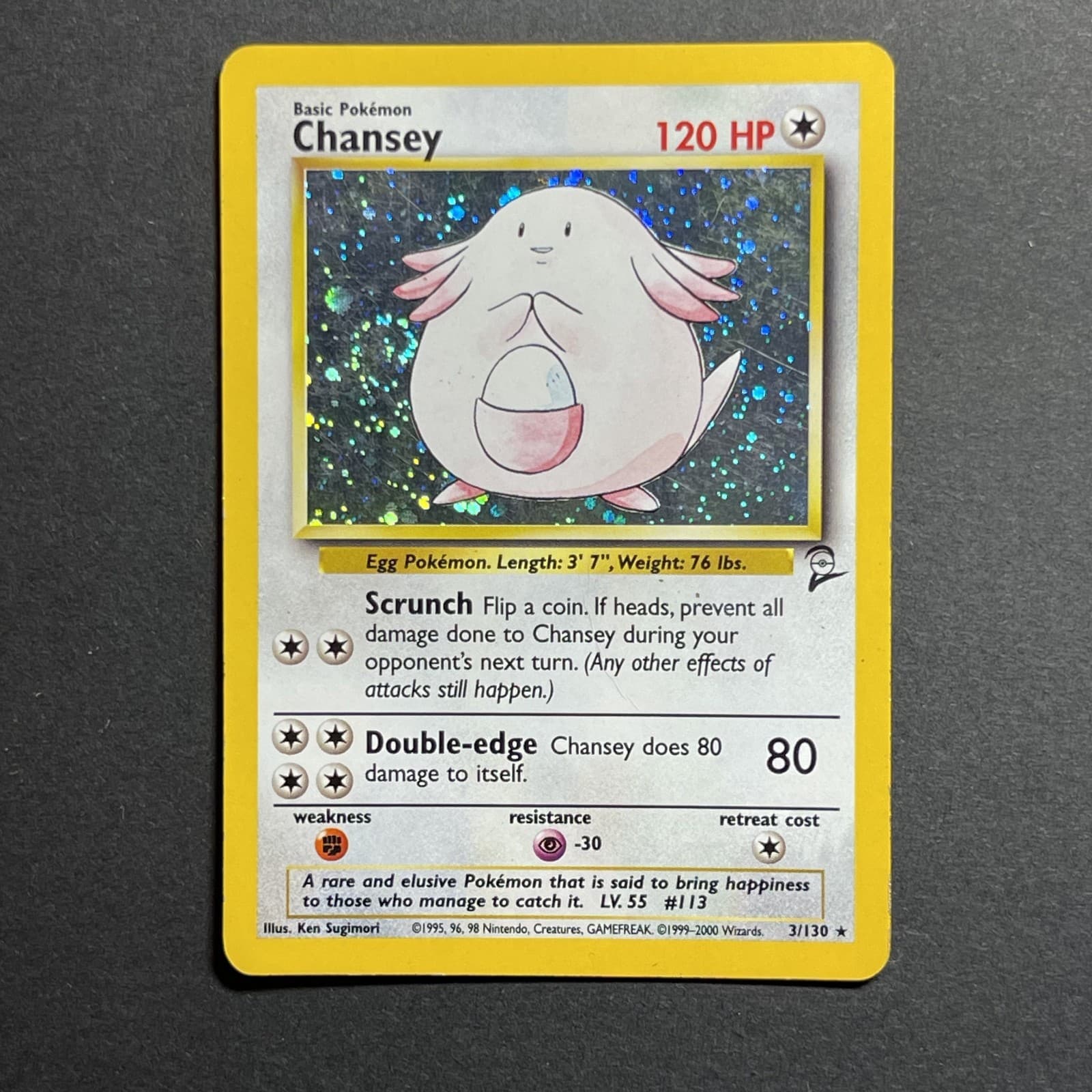 Chansey 3/130 LP Holo Rare - 2000 Base Set 2 WOTC - Pokemon TCG - US Seller!