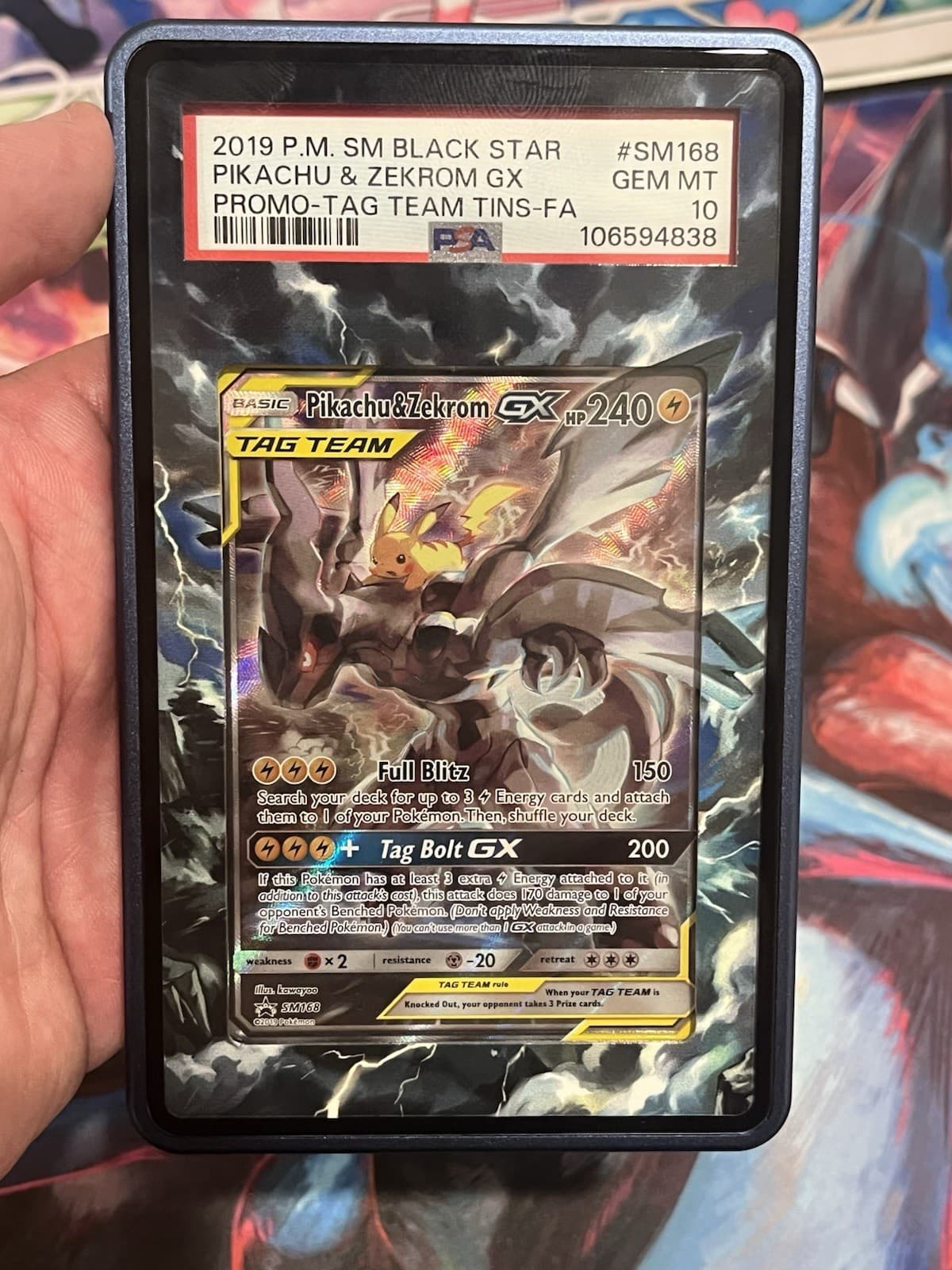 2019 POKEMON SM BLACK STAR PROMO #SM168 FULL ART/PIKACHU & ZEKROM GX PSA 10