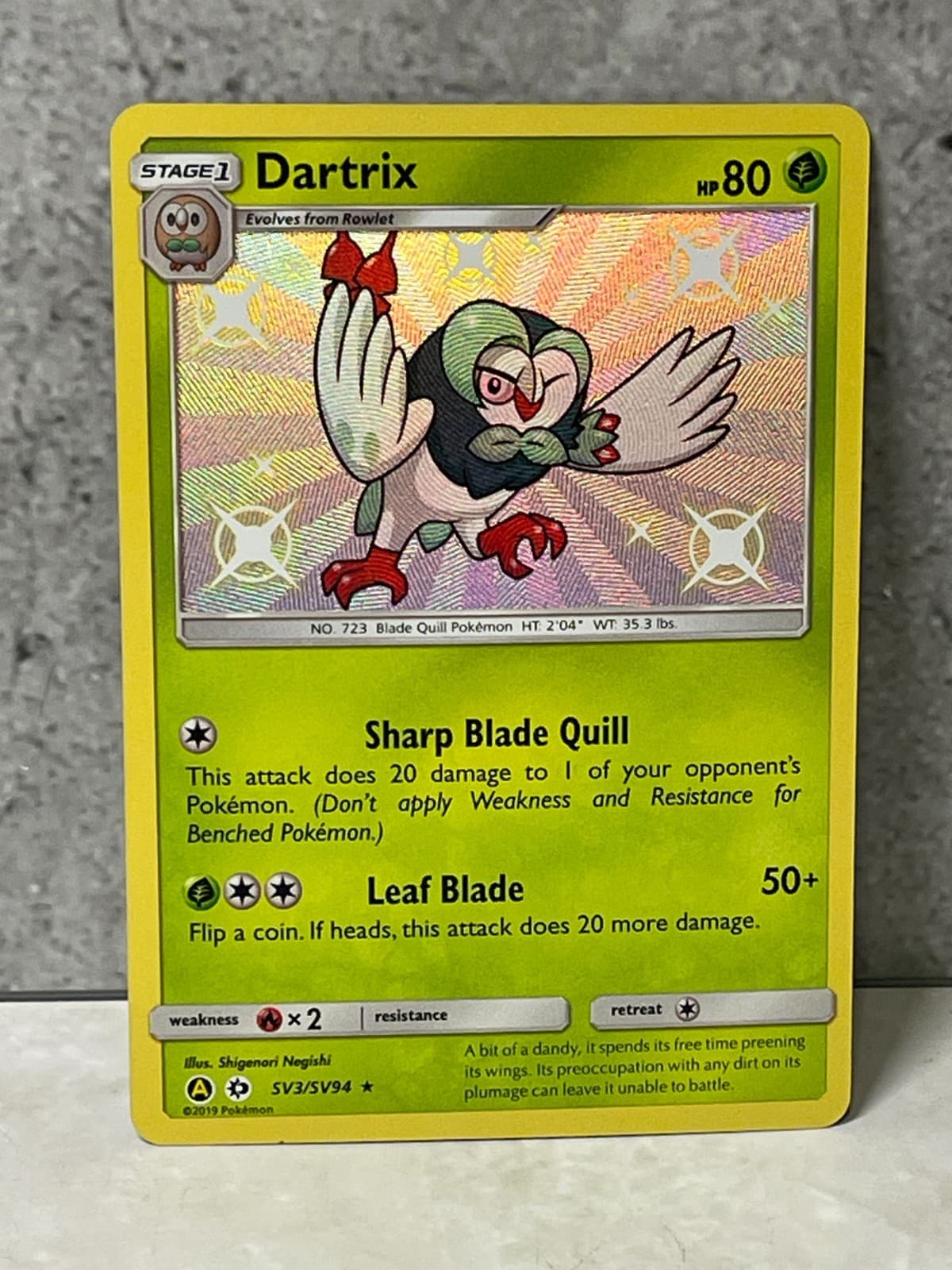 Pokemon Hidden Fates Shiny Vault HOLO Dartrix sv3/sv94 (invA)