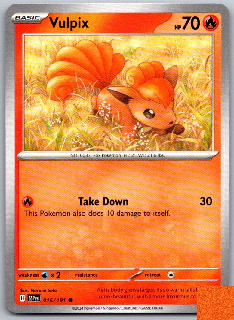 Vulpix Surging Sparks 016/191 Common PokéMon — English Near Mint