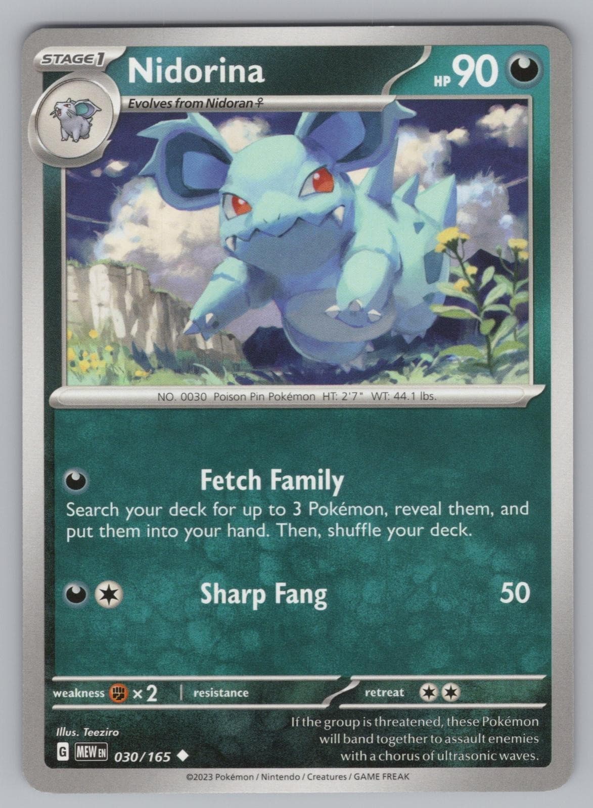 Nidorina 030/165 Uncommon 151 Near Mint Pokemon