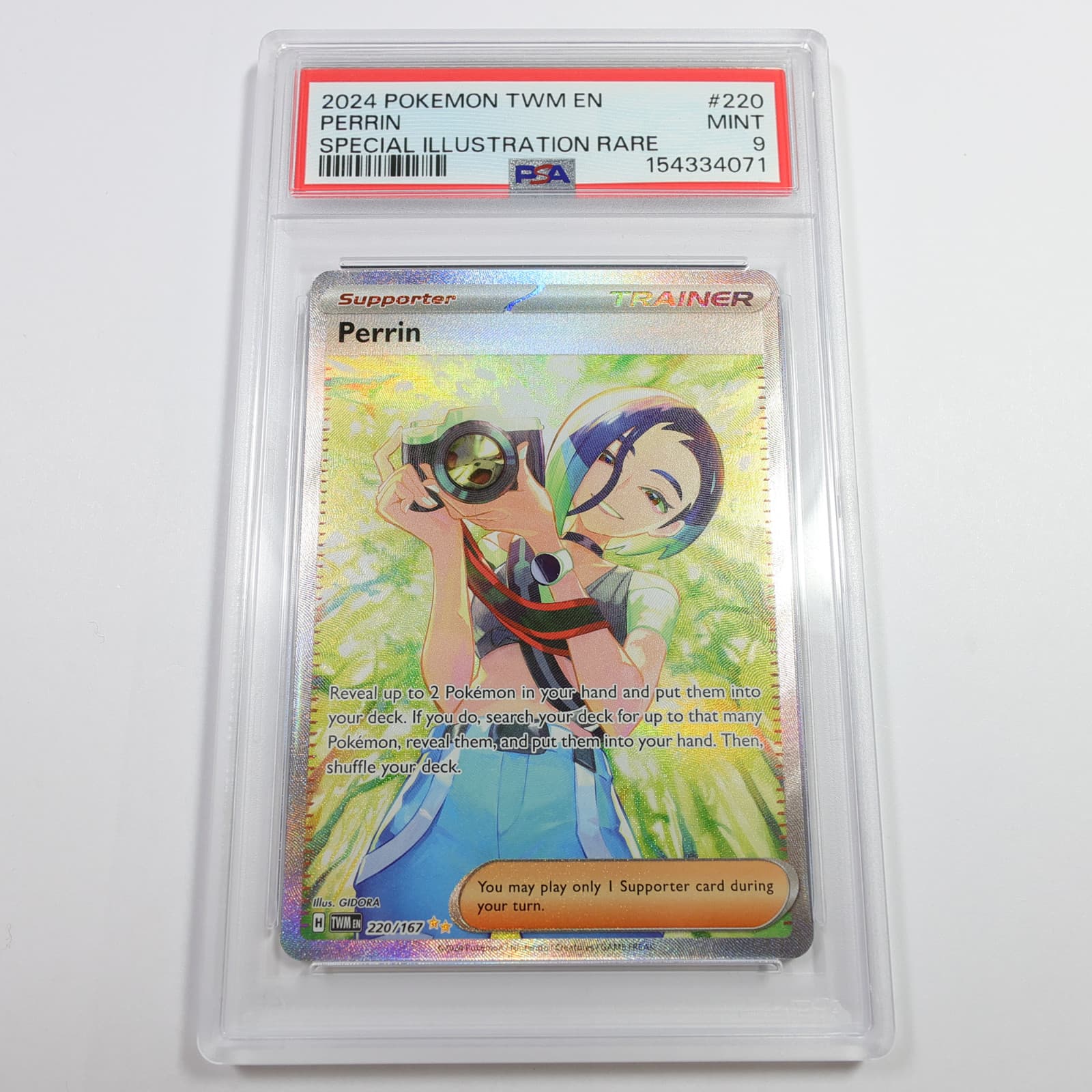 2024 PSA MT 9 Pokemon Twilight Masquerade 220/167 Perrin SIR Trainer Card 61457B