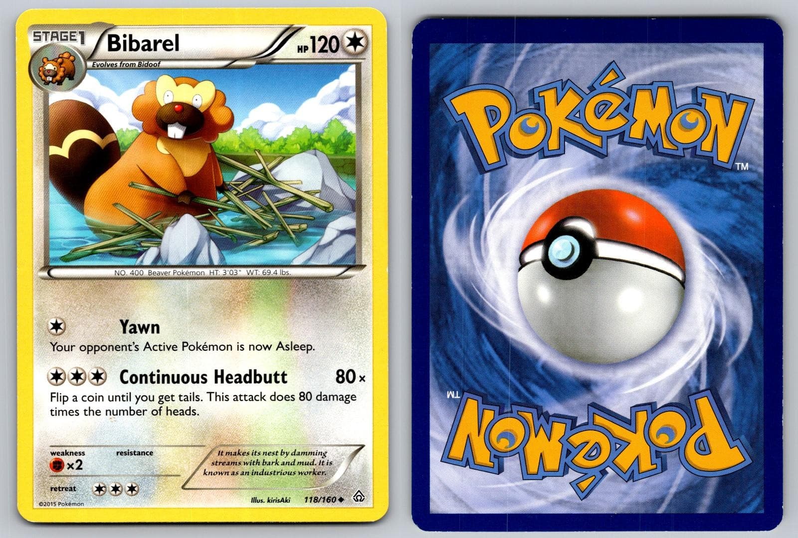 BIBAREL 118/160 UNCOMMON PRIMAL CLASH POKEMON NM/M