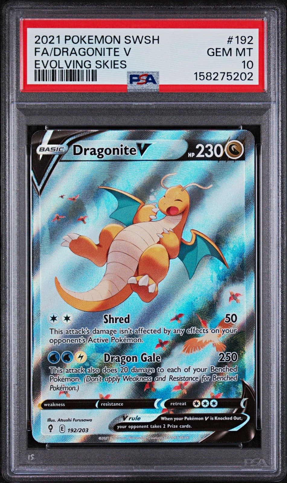 Pokemon TCG 2021 Dragonite V Alt Full Art Holo 192/203 PSA 10