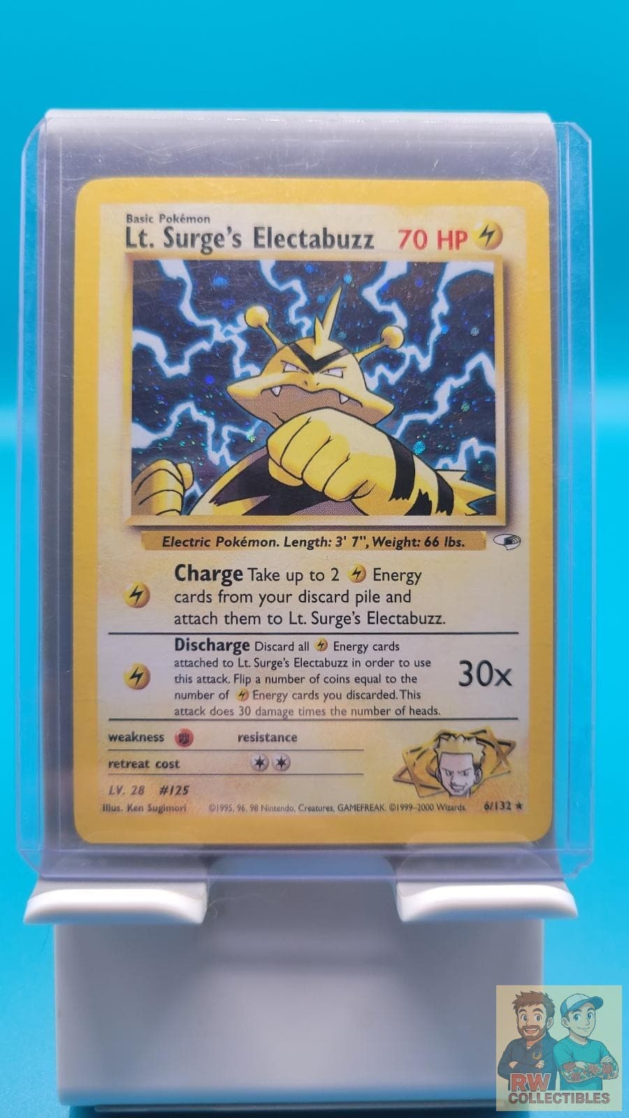 Lt. Surge's Electabuzz 6/132 Holo Rare Gym Heroes Pokemon Unlimited Holo LP