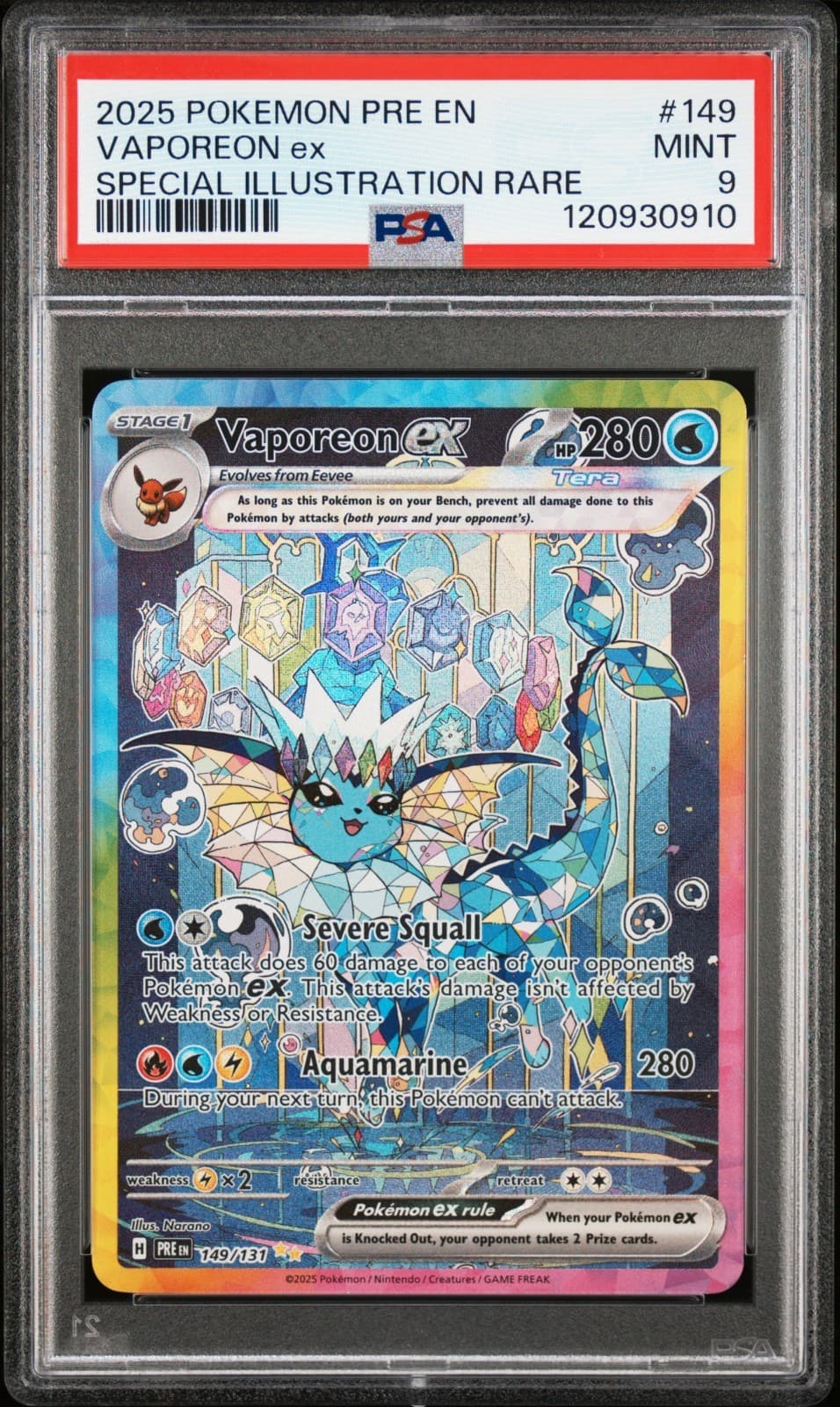 Pokémon TCG - Vaporeon EX SIR 149/131 - Prismatic Evolutions [PRE EN] PSA MINT 9