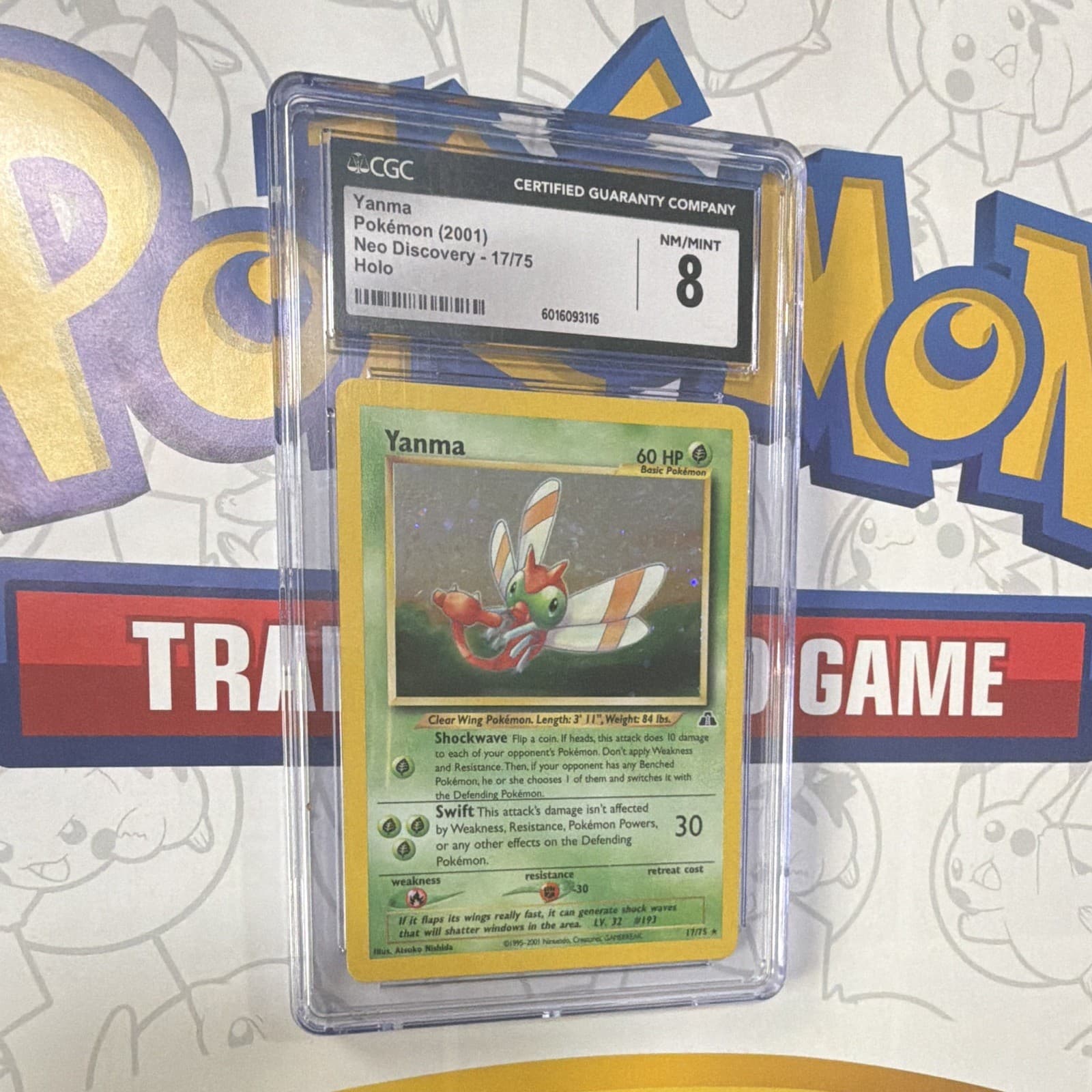 Pokémon TCG Yanma 17/75 Neo Discovery Holo Rare Unlimited CGC 8 2001 ENG