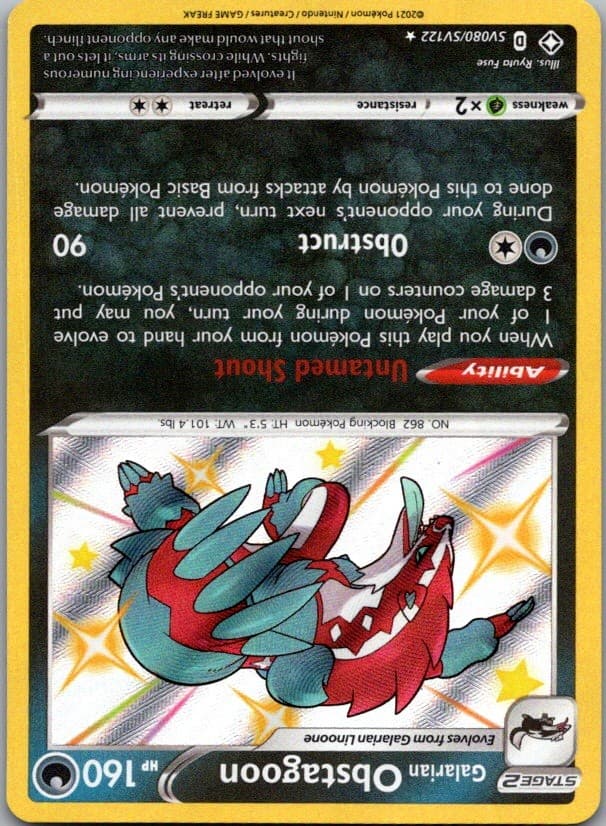 Galarian Obstagoon SV080/SV122 Shining Fates Shiny Vault Pokemon Holo NM