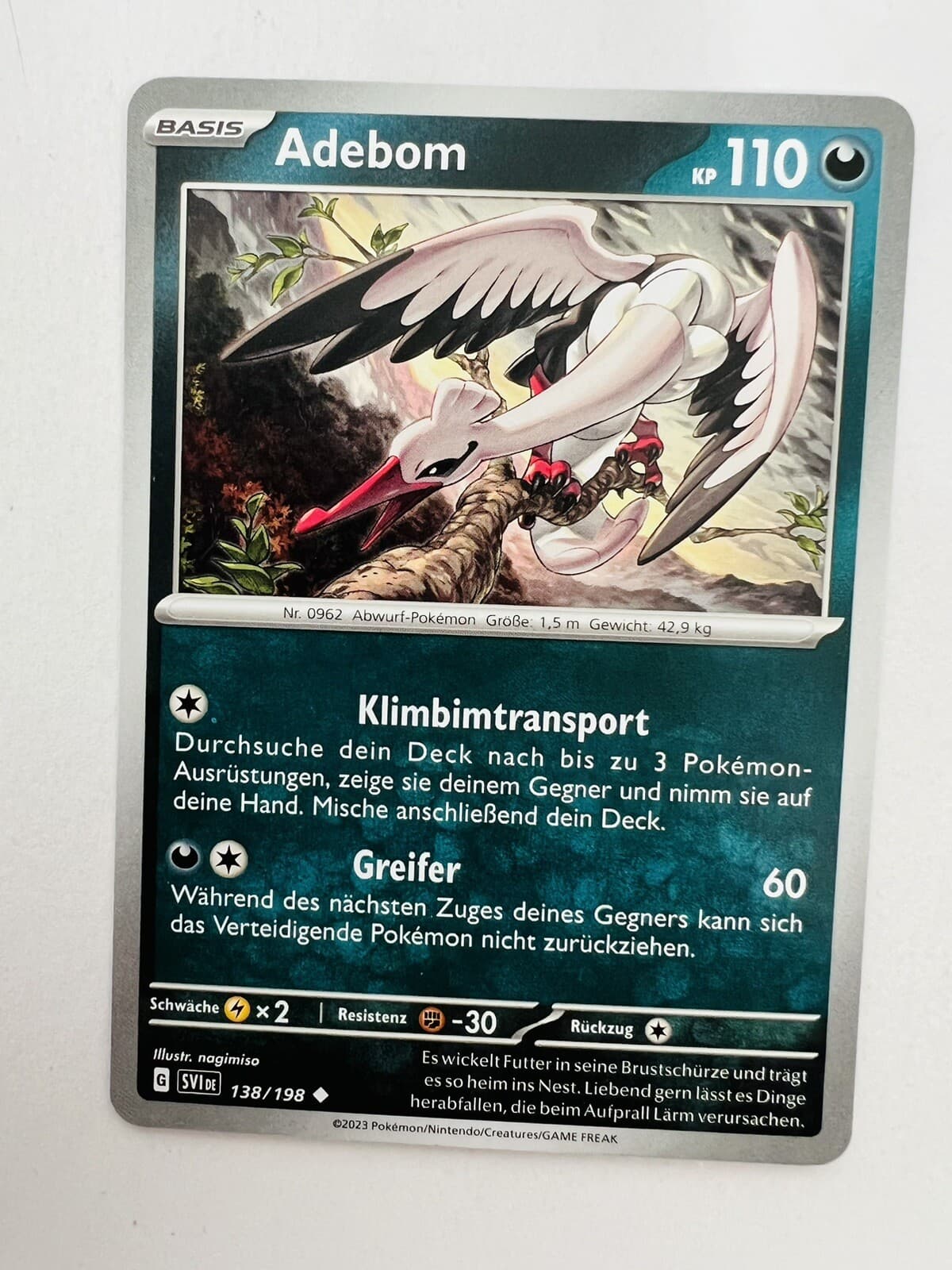 Pokemon Karte Adebom 138/198 Karmesin und Purpur Deutsch