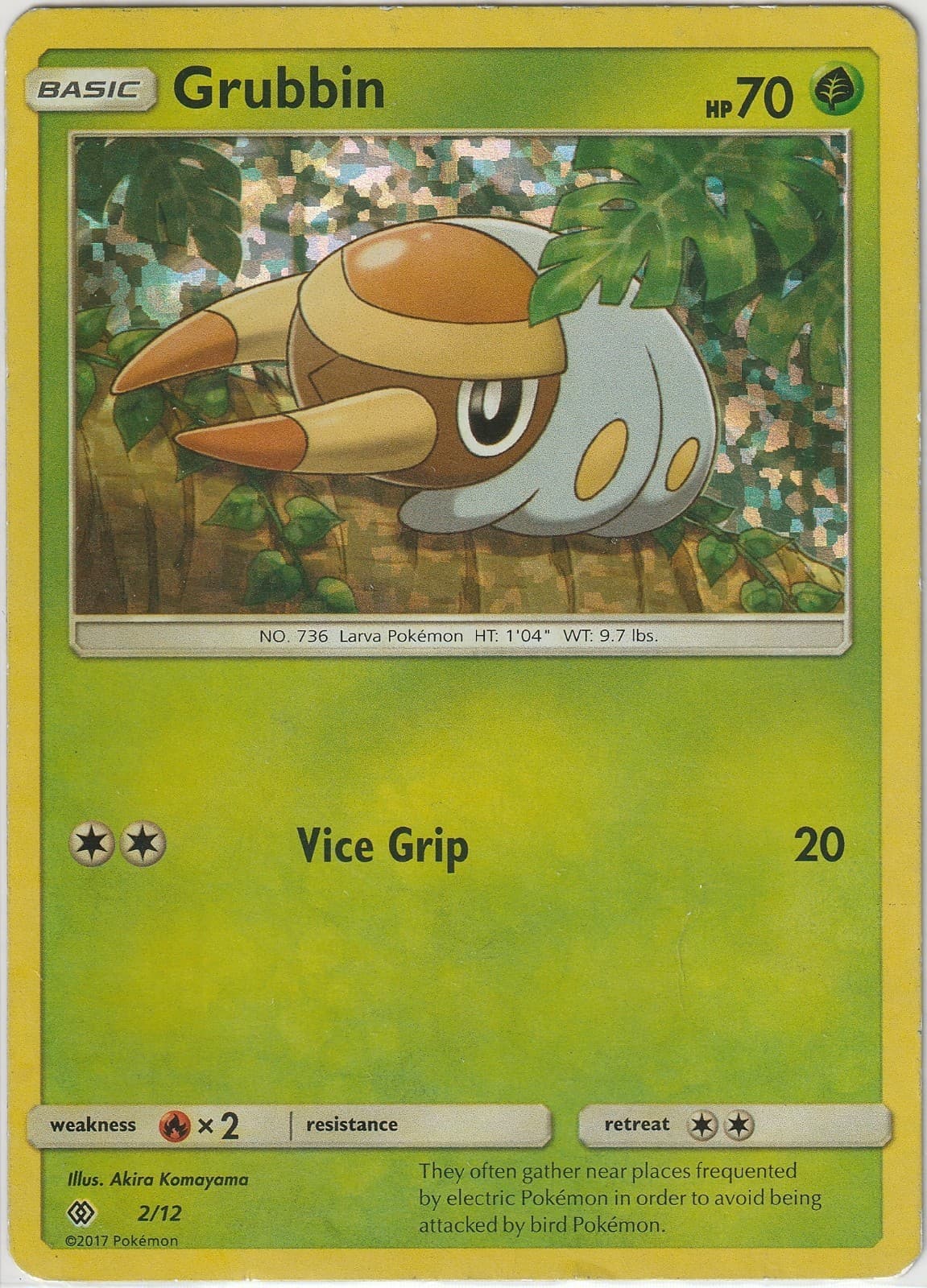 Grubbin 2/12 McDonald's Collection 2017 Black Star Promo Holo Pokemon Card