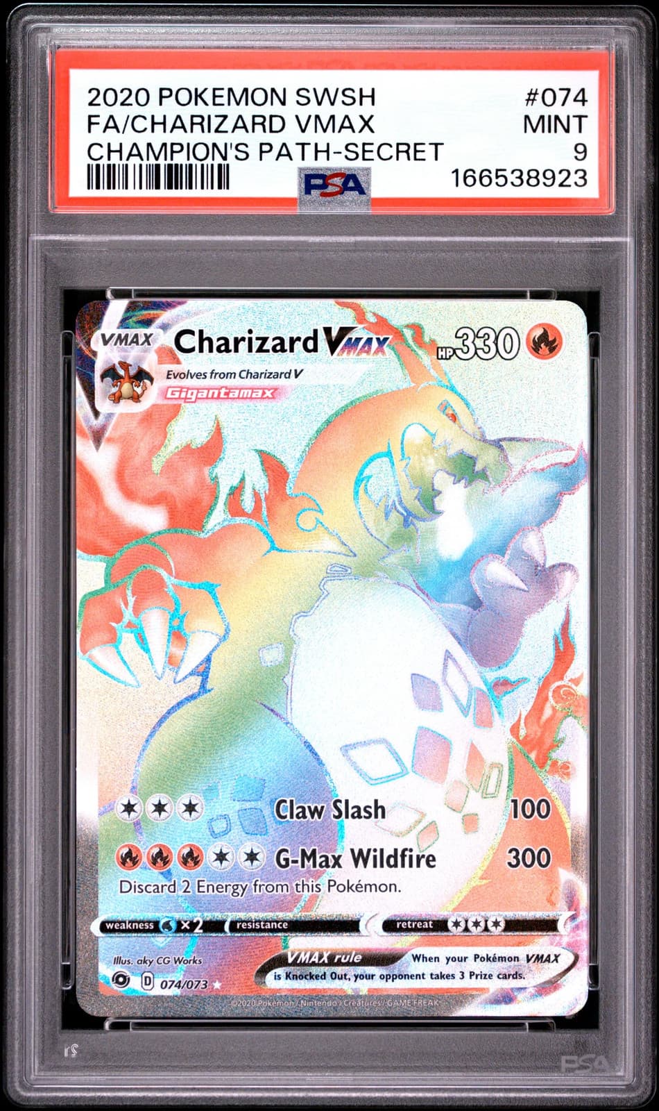 2020 Pokemon Sword & Shield Champion's Path Charizard VMAX PSA 9 #074