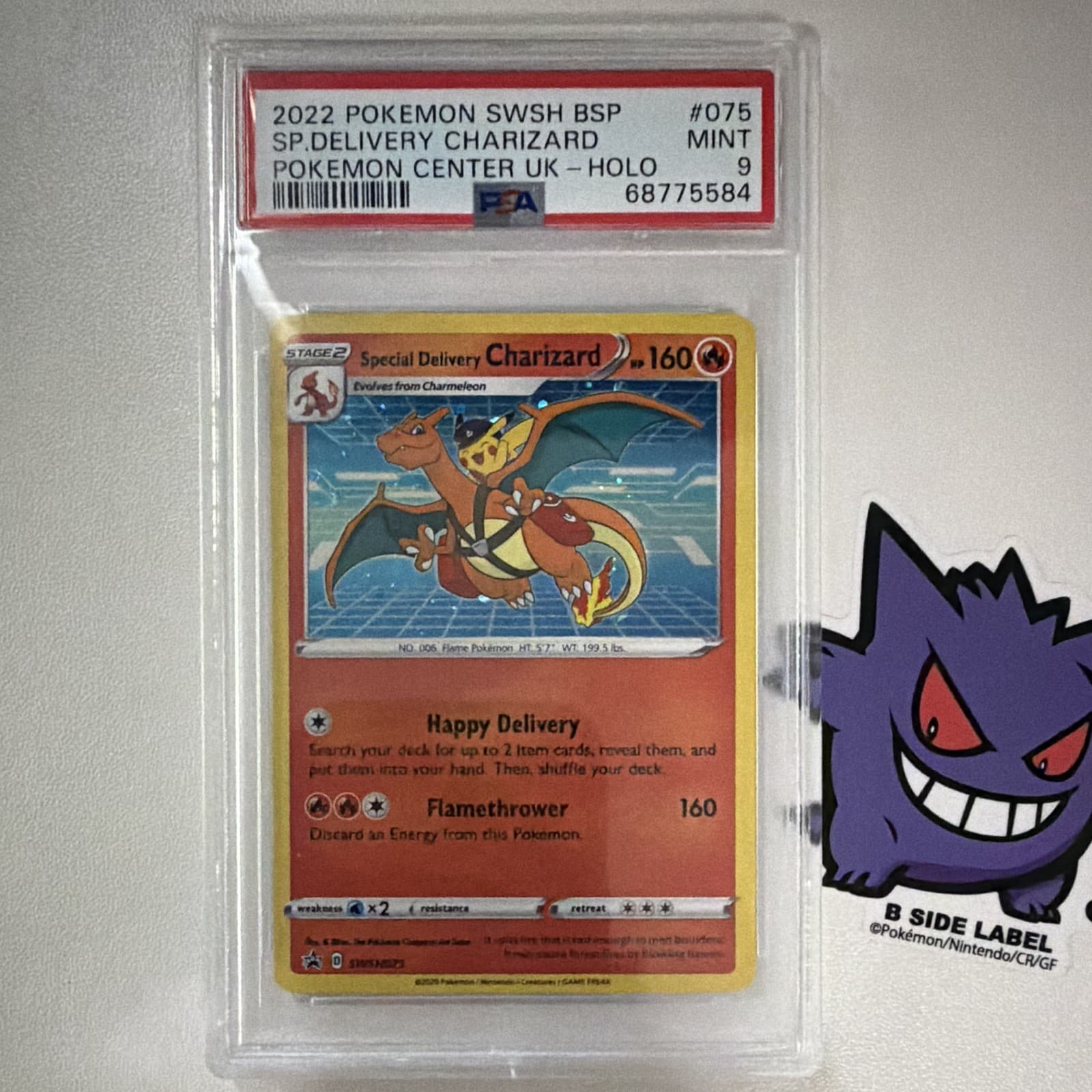 SWIRL!! Special Delivery Charizard 2022 SWSH Promo SWSH075 Holo English PSA 9 UK