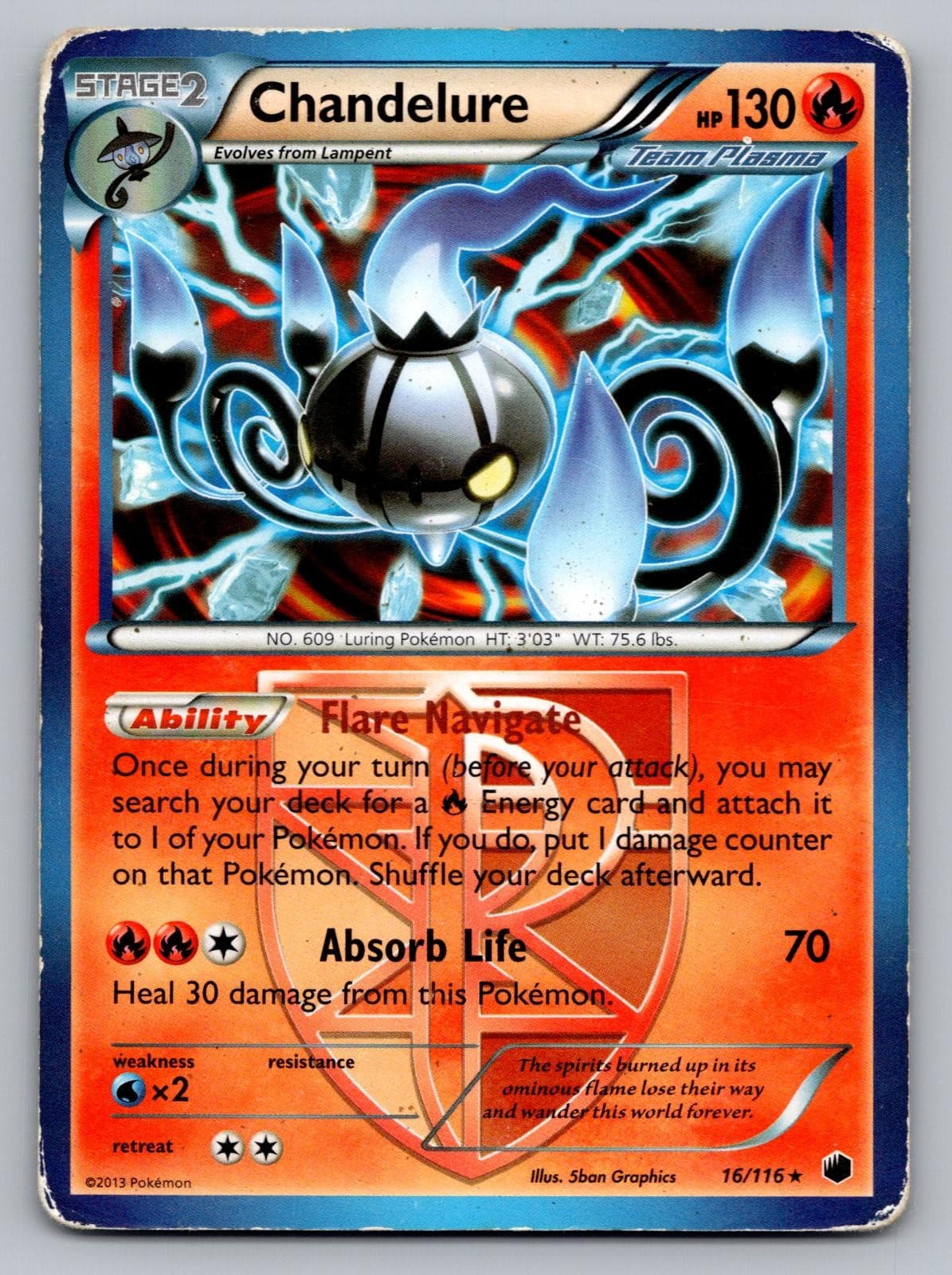 Chandelure (BW Plasma Freeze) 16/116 Rare Deck Exclusives Pokemon Near Mint
