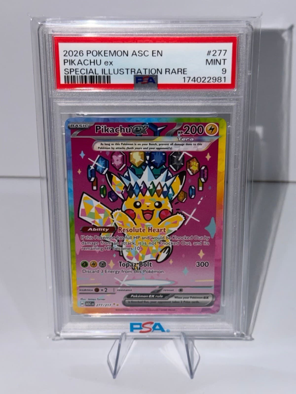 2026 Pokemon TCG Me: Ascended Heroes Pikachu ex Holo SIR #277/217 PSA 9
