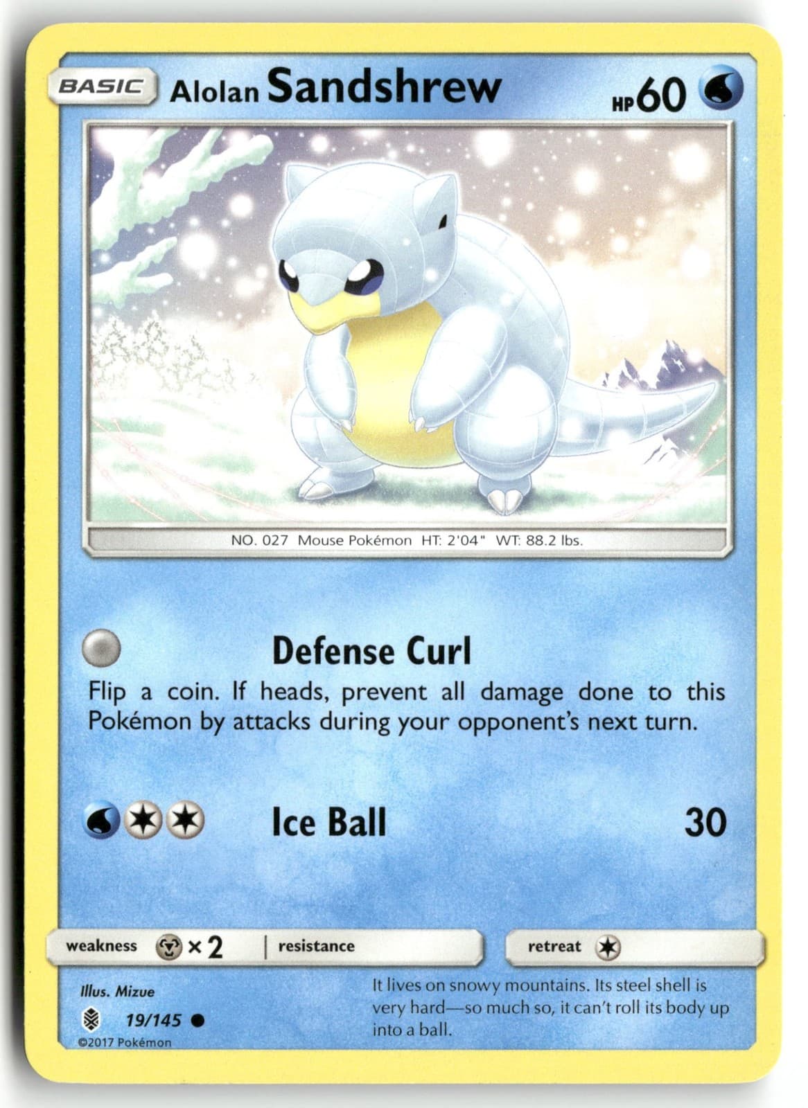 Pokemon Alolan Sandshrew SM - Guardians Rising 19/145 C NM