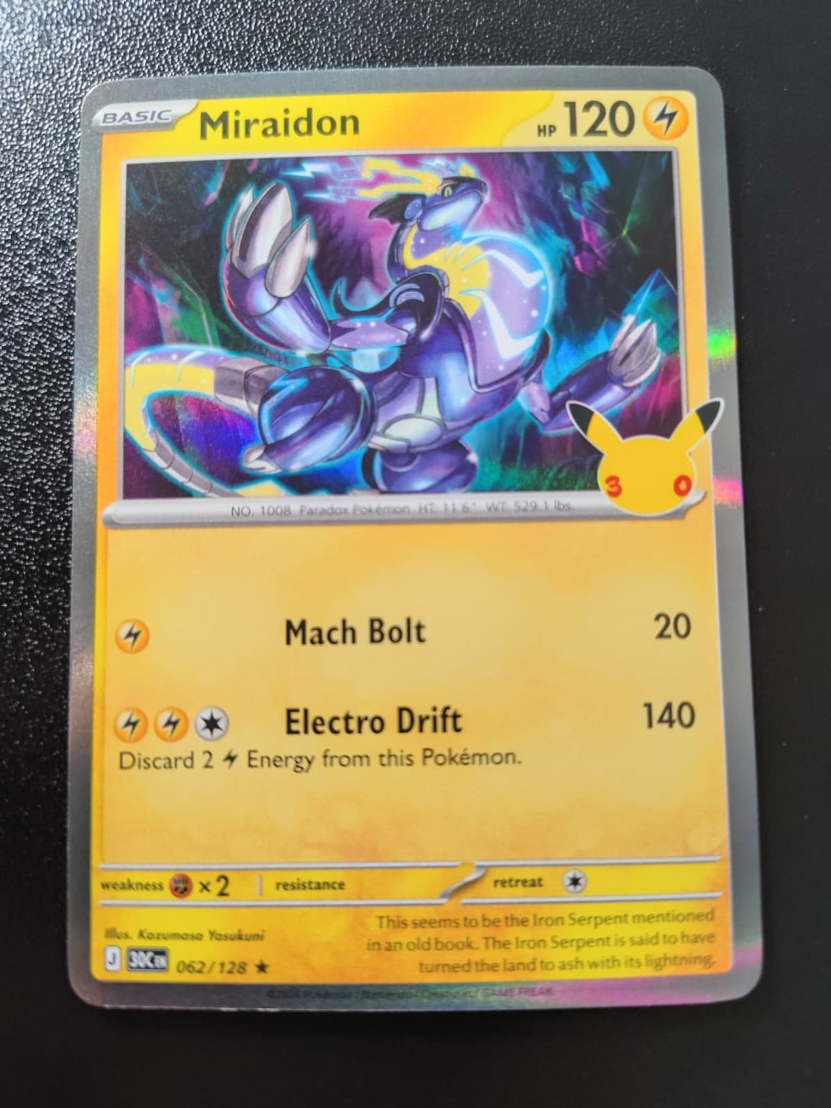 Pokemon 30th Celebration Miraidon Holo Rare Card 062/128 NM