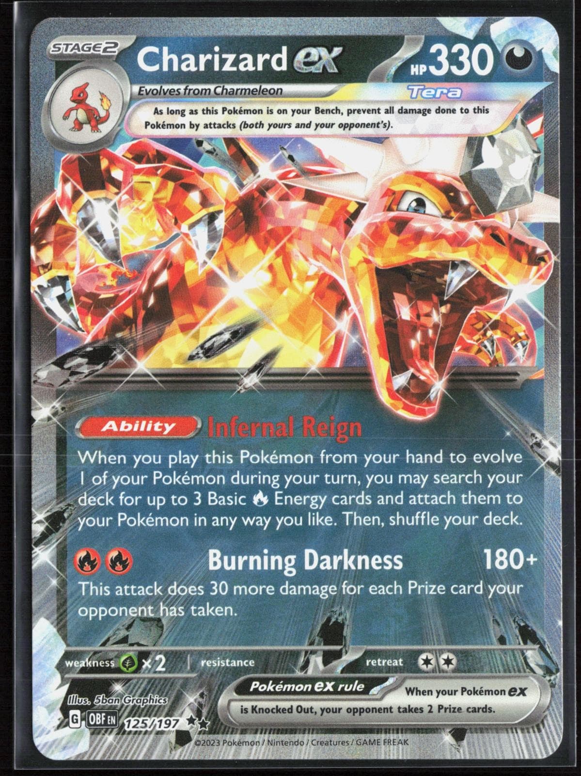 Charizard ex 125/197 - Pokemon Obsidian Flames - Double Rare - NM