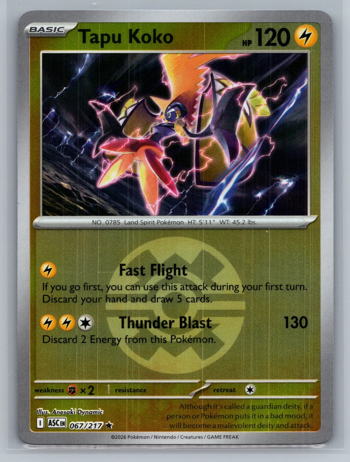 Tapu Koko 67/217 Ascended Heroes Reverse Holo Pokemon TCG NM