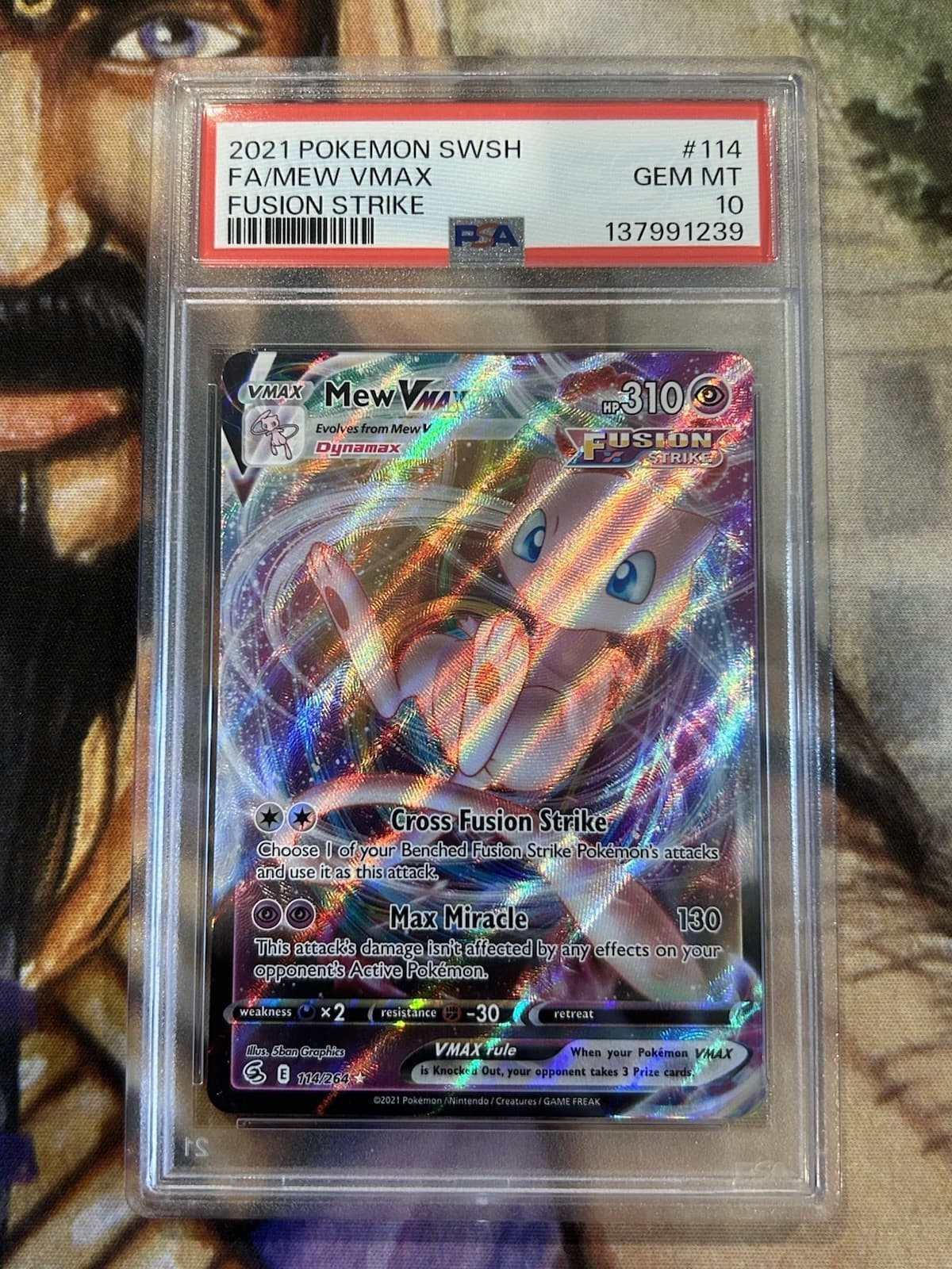 Mew VMAX 114/264 Pokemon Fusion Strike Full Art English Holo - PSA 10 🔥