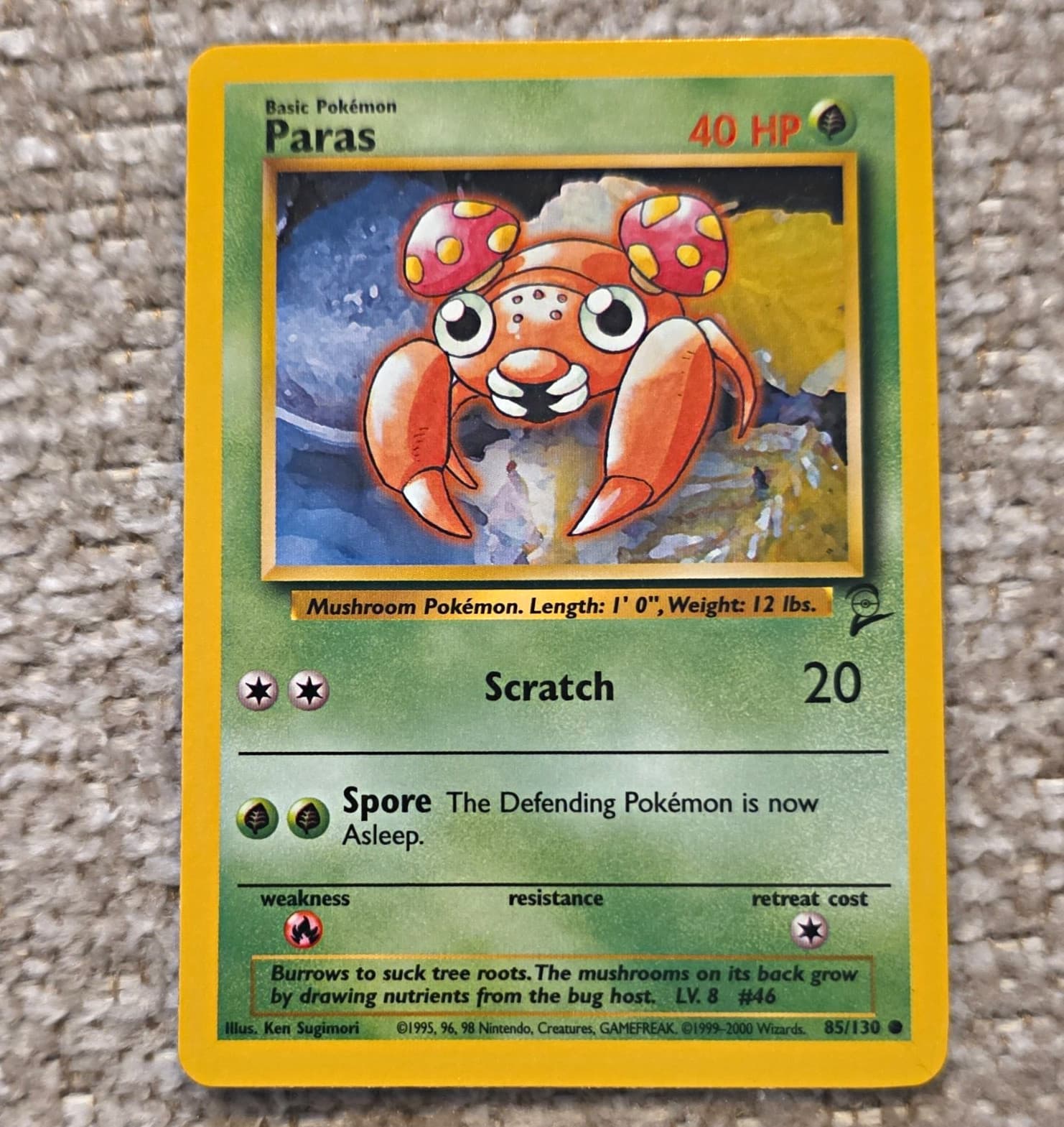 2000 Pokemon Paras 85/130 Base Set 2 WOTC Vintage Common LP