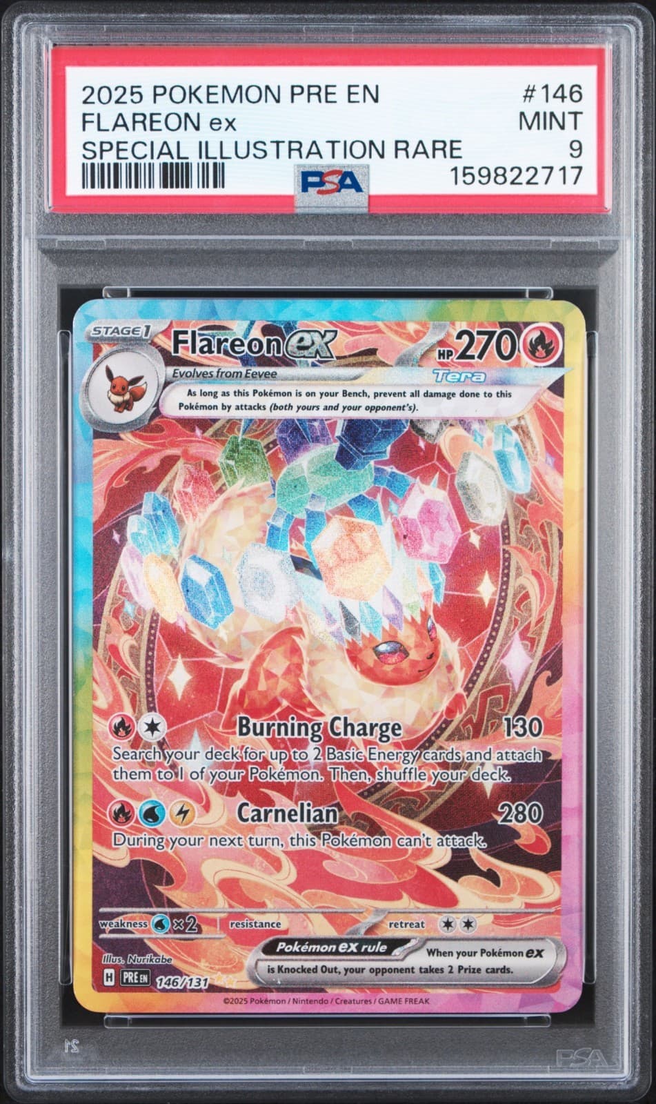 FLAREON EX PSA 9 2025 POKEMON PRISMATIC EVOLUTIONS #146/131 SIR RARE 6510