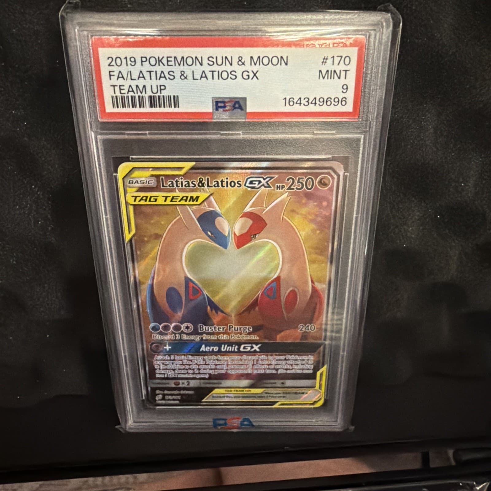 2019 Pokemon Sun & Moon Team Up Latias & Latios GX 170/181 Full Art Holo PSA 9