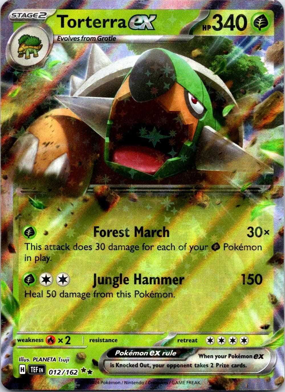 Torterra ex 012/162 Double Rare Temporal Forces Pokemon Holo Near Mint