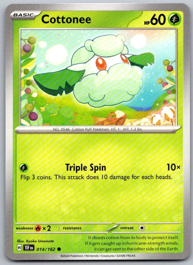 Cottonee Temporal Forces 014/162 Common PokéMon — English Near Mint