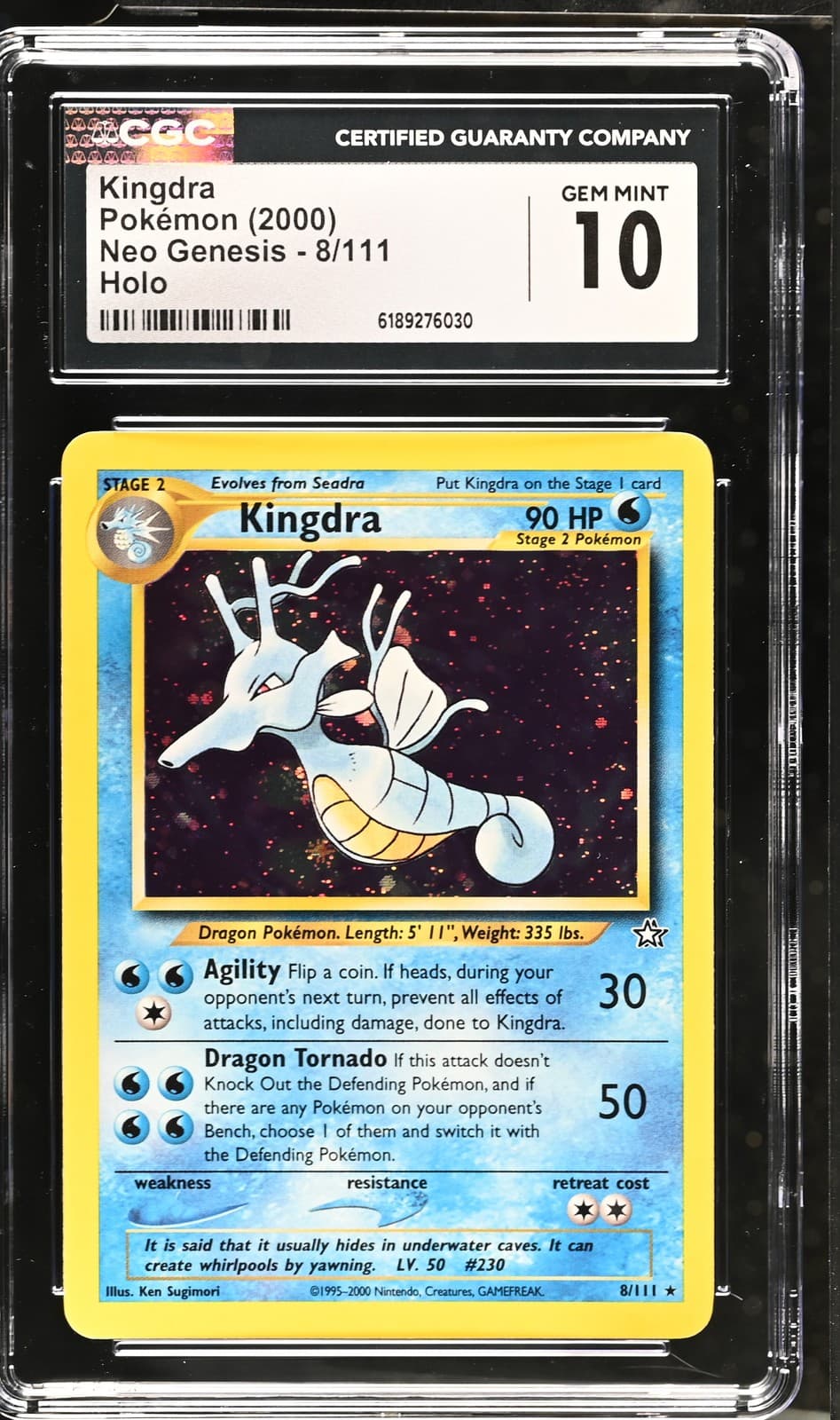 CGC 10 GEM MINT Kingdra 8/111 Neo Genesis Holo Pokemon Card