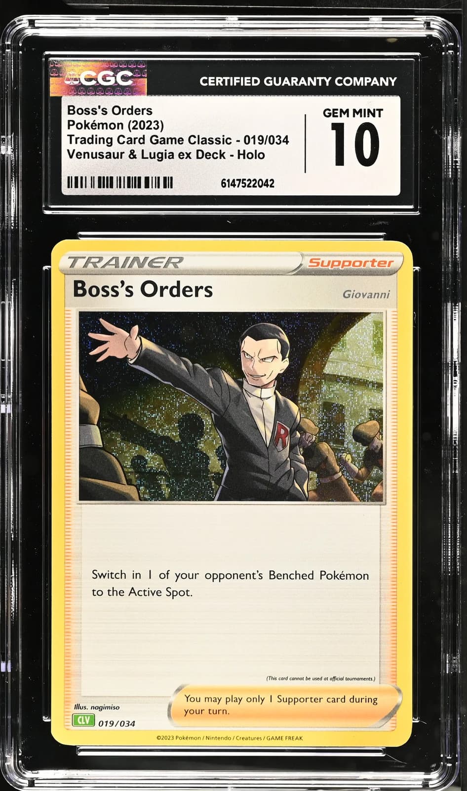 Boss's Orders 019/034 Pokemon TCG Classic Holo CGC 10 Graded Trainer Card — photo 1 of 2