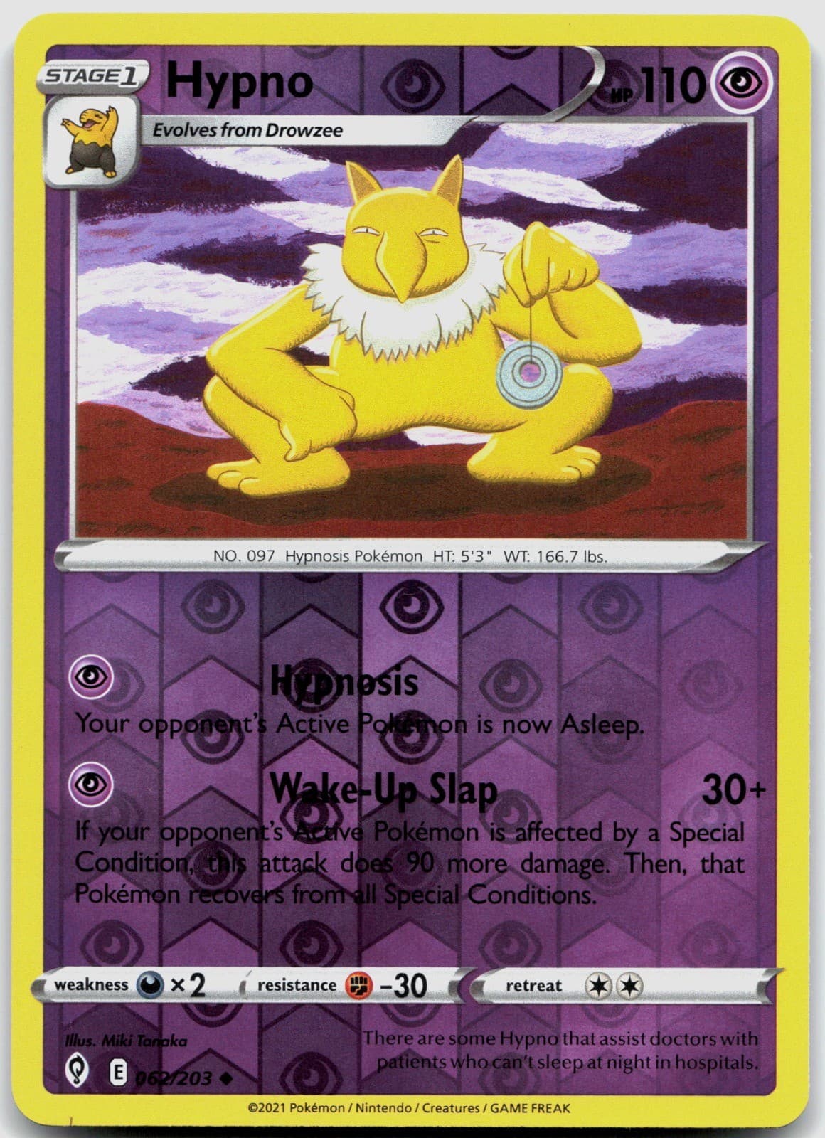 Hypno 062/203 SWSH07: Evolving Skies POKEMON TCG Uncommon
