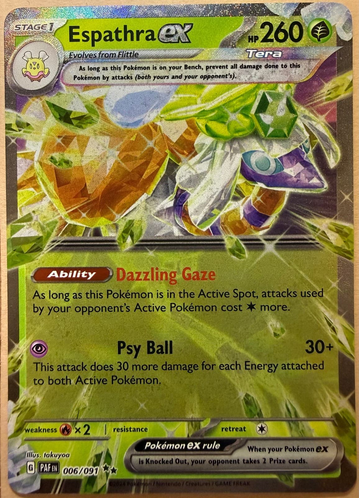 Espathra ex 006/091 SV: Paldean Fates Pokemon NM Holofoil