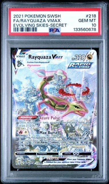 Pokemon Rayquaza VMAX Evolving Skies Secret Full Alt Art #218 PSA 10