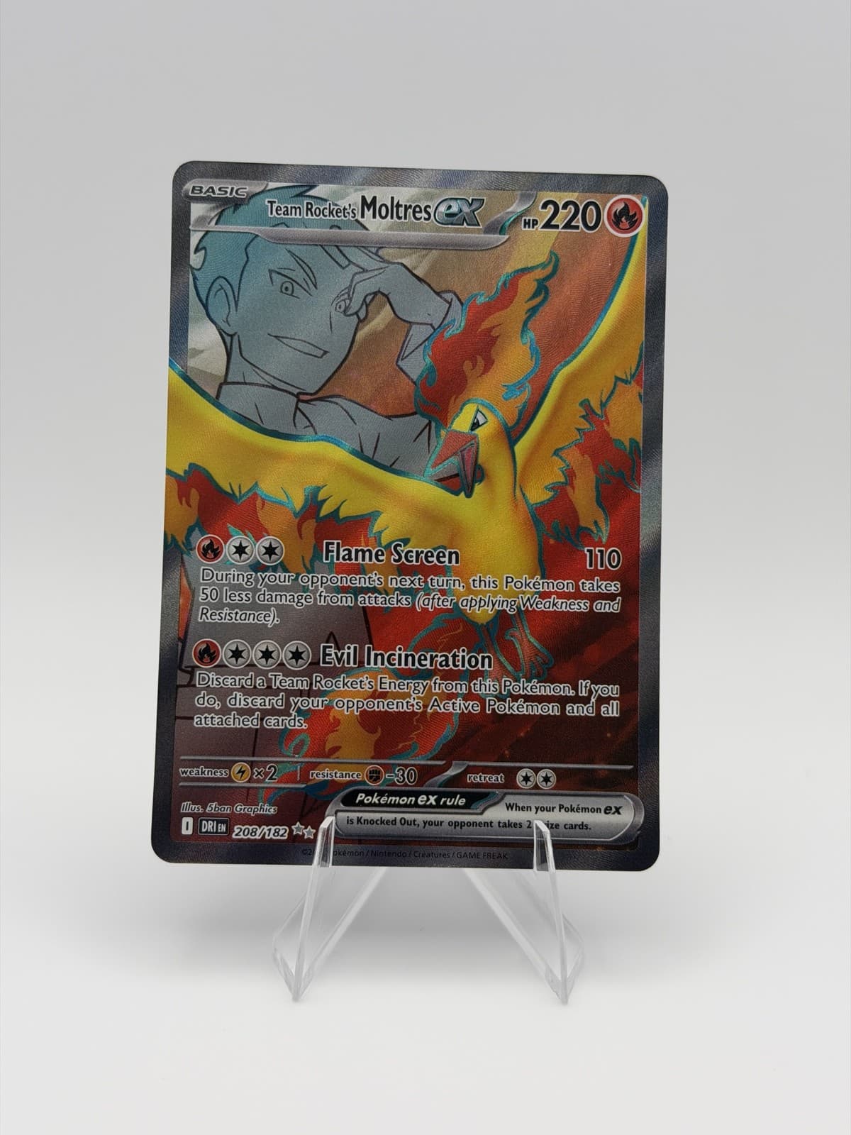 Pokemon TCG Team Rocket's Moltres ex 208/182 Sv10: Destined Rivals Holo