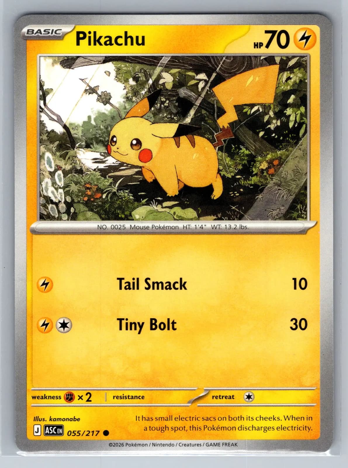 Pikachu #55/217 2026 Mega Evolution – Ascended Heroes Pokemon TCG