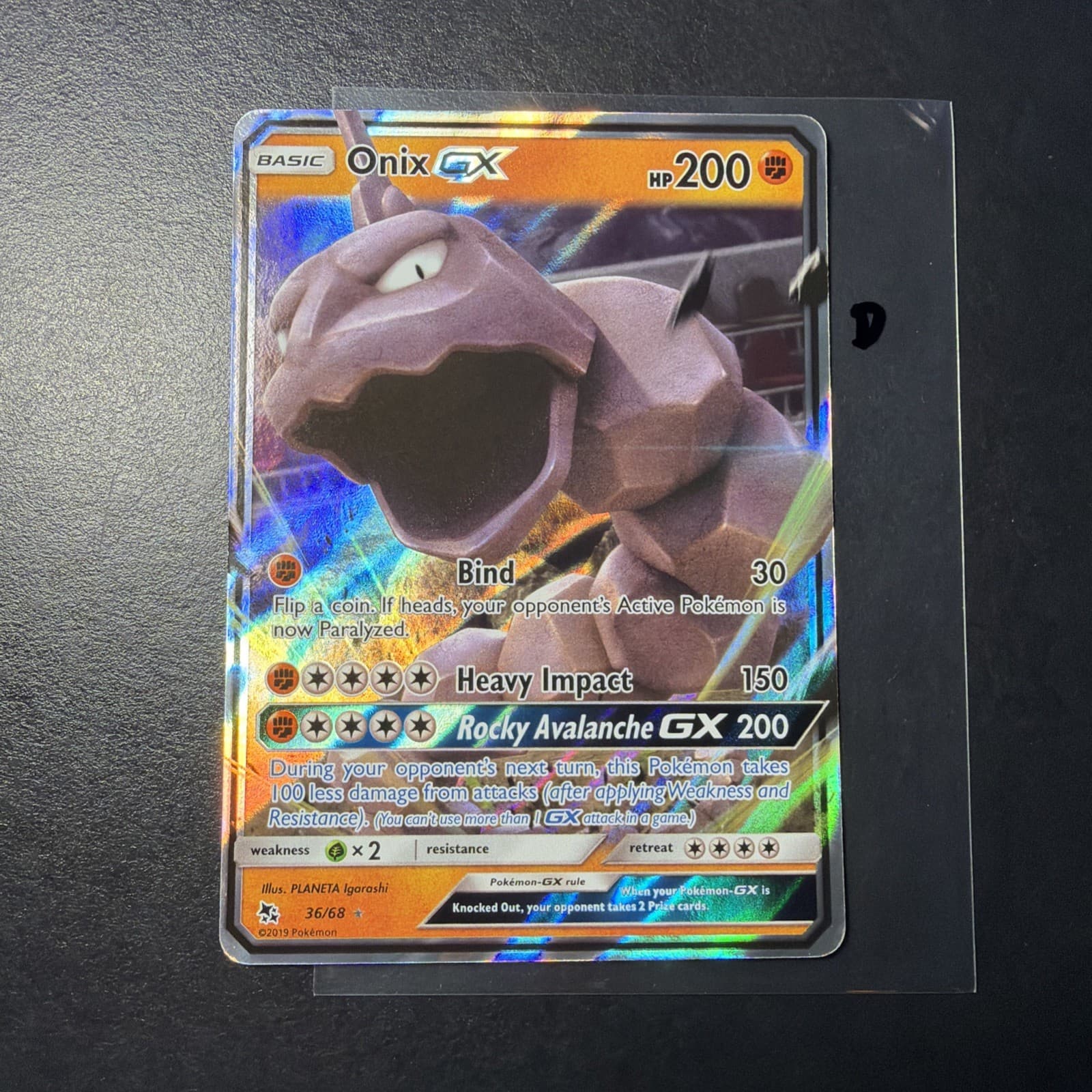 Onix GX 36/68 Holo Ultra Rare SM Hidden Fates 2019 Pokemon Card NM D
