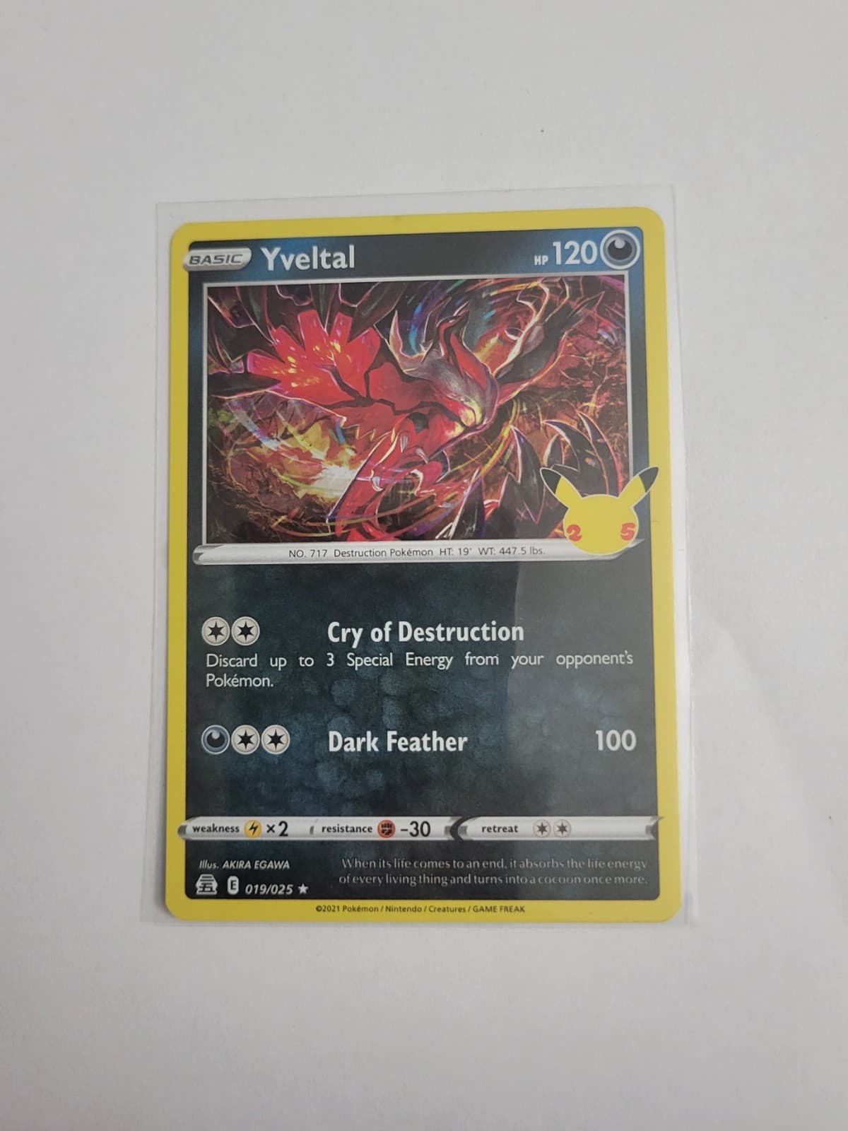 Yveltal 19/25 Holo Rare 25th Anniversary Celebrations Pokémon TCG Near Mint