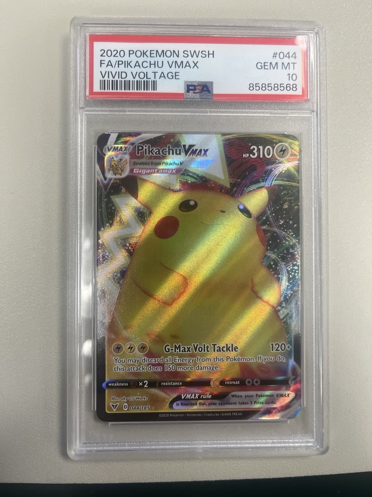 Pokémon Vivid Voltage Pikachu VMAX #044/185 Full Art, PSA 10 Gem Mint