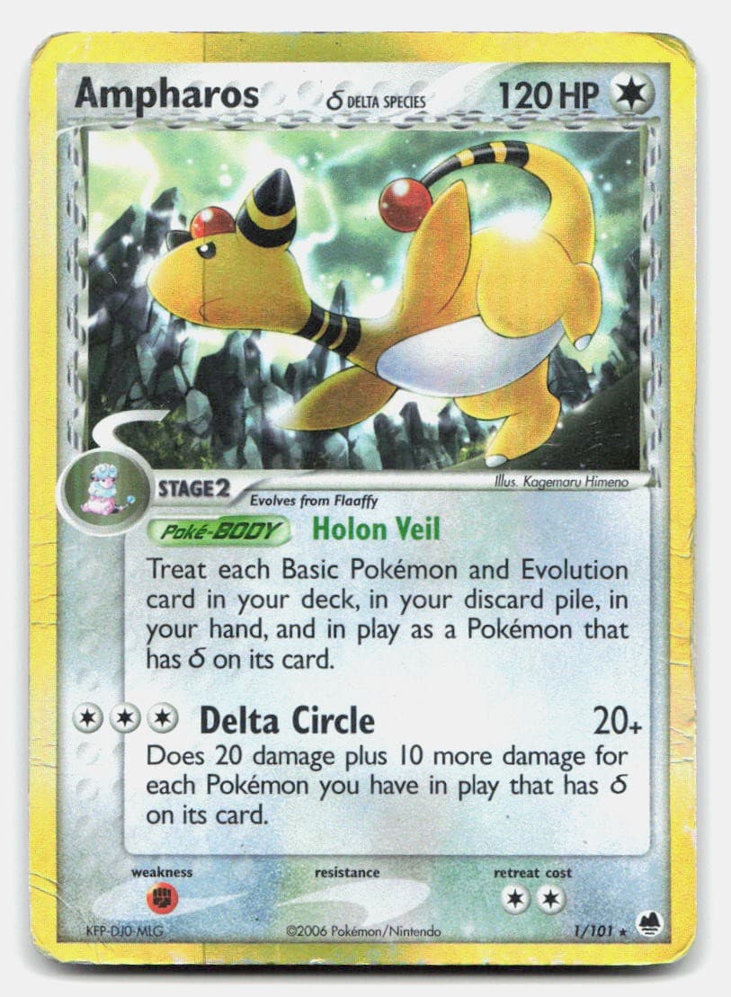 Ampharos 1/101 Holo Rare Dragon Frontiers Pokemon HP