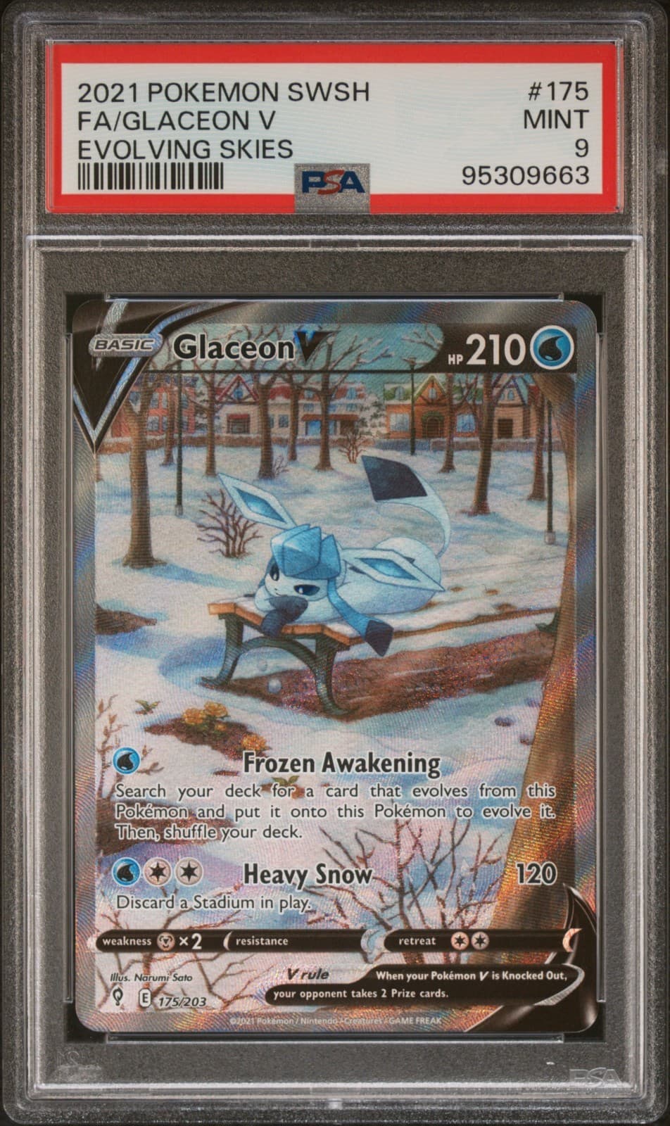 Glaceon V PSA 9 English Pokemon Card 2021 175/203 Evolving Skies Alternate Art
