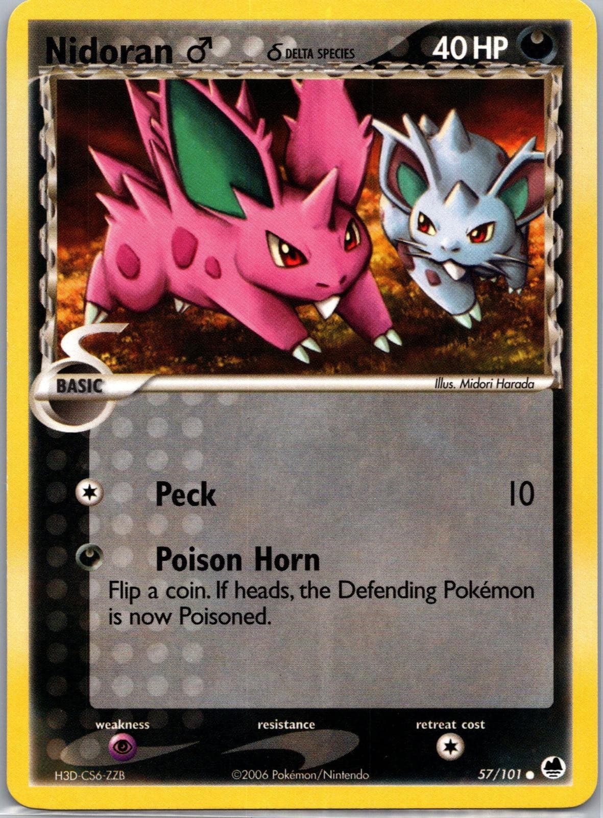 Nidoran M 57/101 Common Dragon Frontiers Pokemon Near Mint