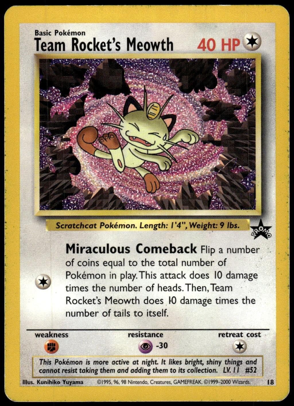 Team Rocket's Meowth 18 Wizards Black Star Promos Pokemon PKM-B1-12-26